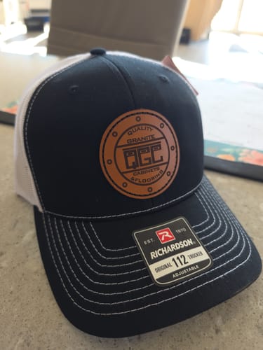 Customer photo review of Richardson 112 Genuine Leather Patch Hats Laser Engraved