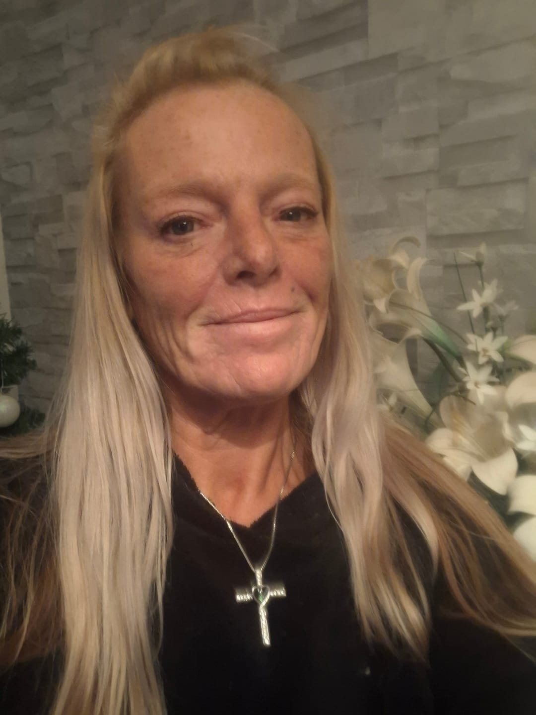 Customer photo review of Christianartworkshop 12-Month Birthstone Cross Necklace with Heart Design and Sparkling Accents