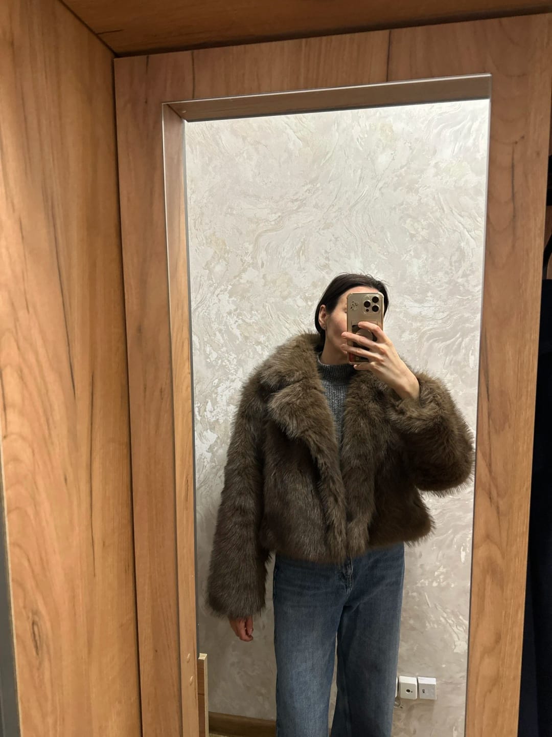 Customer photo review of Colette Faux Fur Short Coat