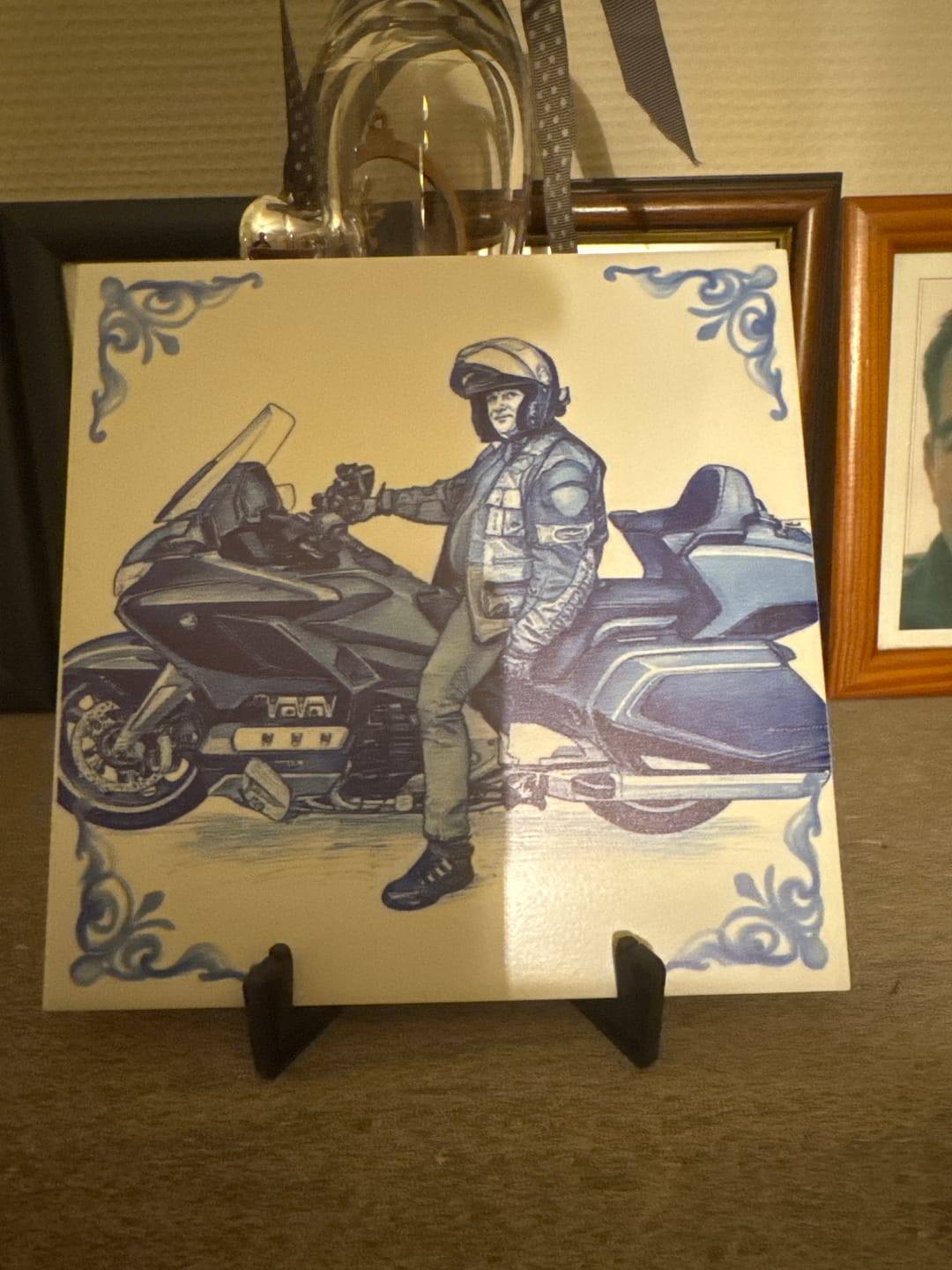 Customer photo review of Delfts Blauw tegeltje bedrukken met eigen motor