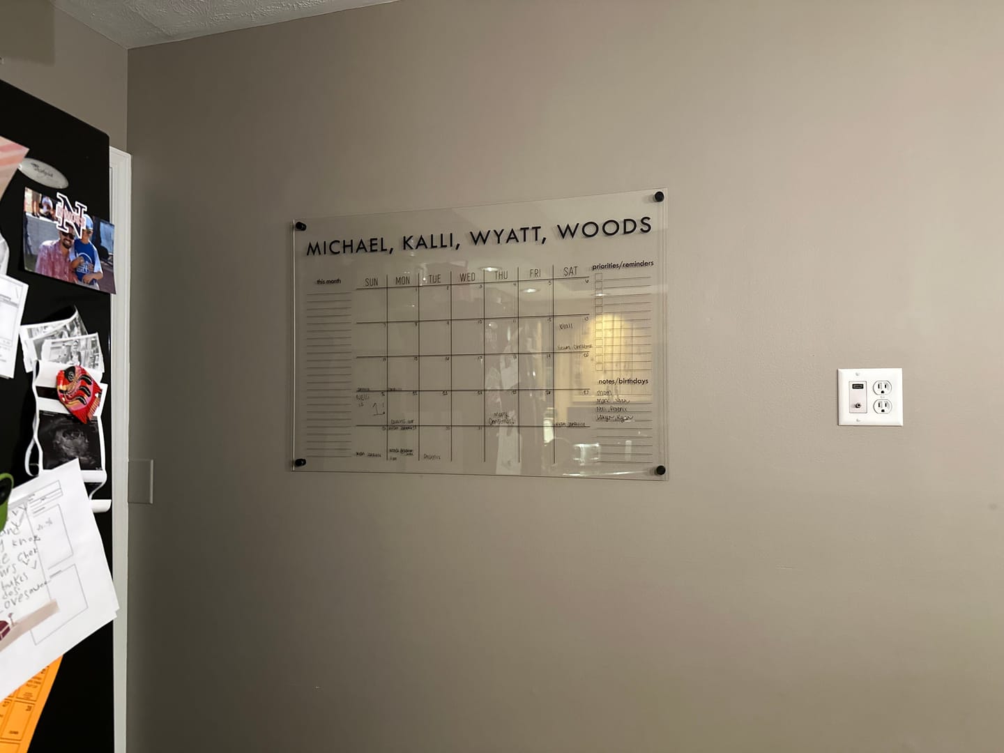 Customer photo review of Monthly Acrylic Calendar + 3 Sections | Horizontal Madi