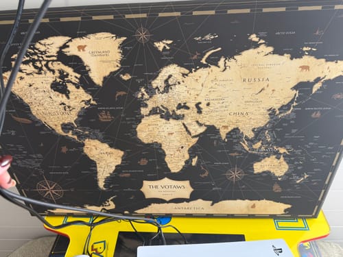Customer photo review of Pinnable World Journey Map • Rustic Gold
