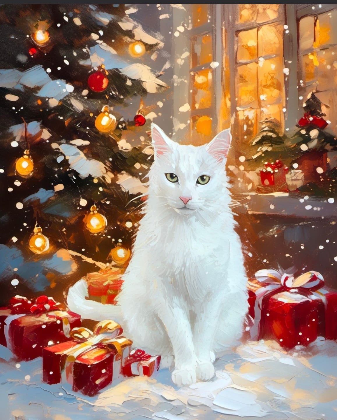 Customer photo review of Christmas-themed Custom Pet Portrait