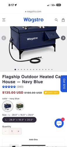 Customer photo review of Flagship Outdoor Heated Cat House — Navy Blue