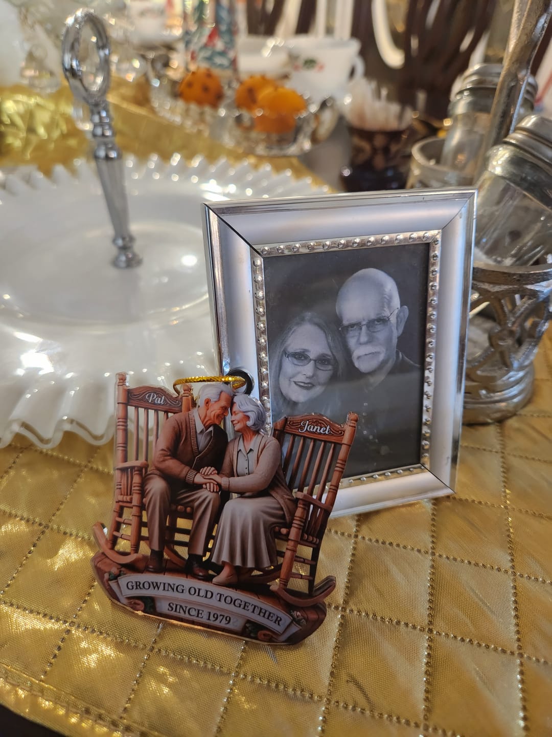 Customer photo review of Old Couple Sitting On Rocking Chairs Together Personalized Christmas Acrylic Ornament