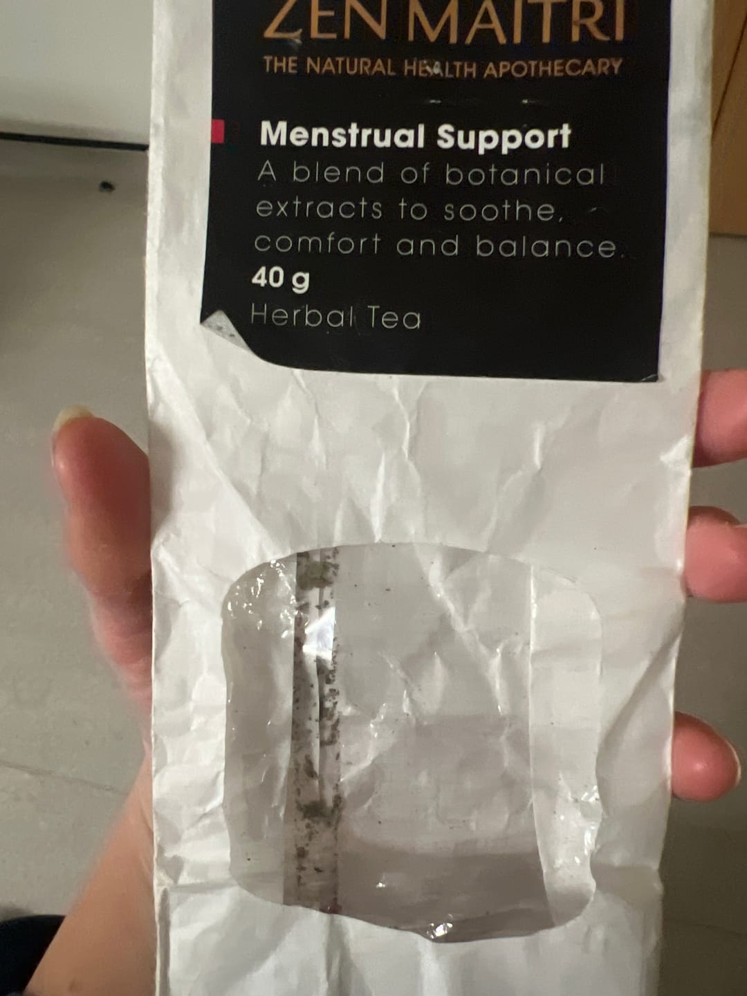 Customer photo review of Menstrual Support Herbal Tea – Comfort, Balance & Nourishment, Loose Leaf (80g)