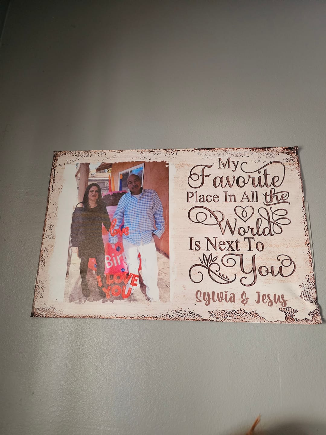 Customer photo review of Next To You Is One Of My Favorite Places To Be - Upload Image - Personalized Horizontal Poster