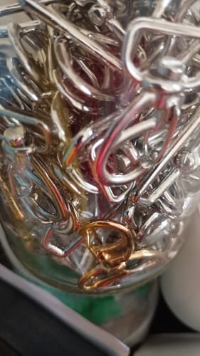 Customer photo review of MOSQUETAO ZAMAK 1166 C/15MM COR NIQUELADO PACOTE COM 10 PEÇAS