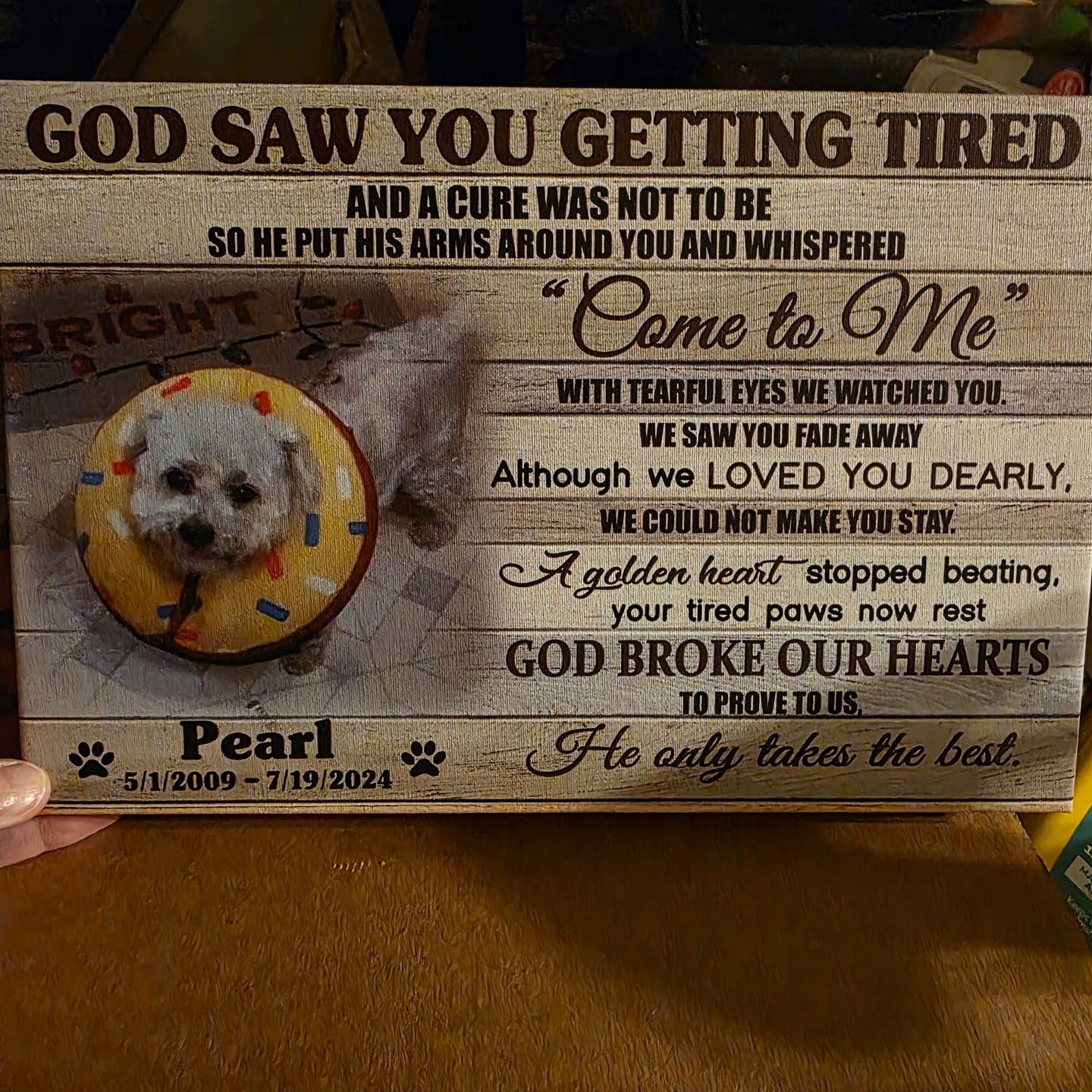 Customer photo review of Personalized Photo Canvas Prints, Dog Loss Gifts, Pet Memorial Gifts, Dog Sympathy, God Saw You Getting Tired Dem Canvas