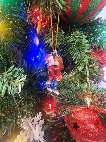 Customer photo review of Personalized Pajama Couple Acrylic Ornament With Name & Design on Matching Sweater Best Christmas Surprise For Couple