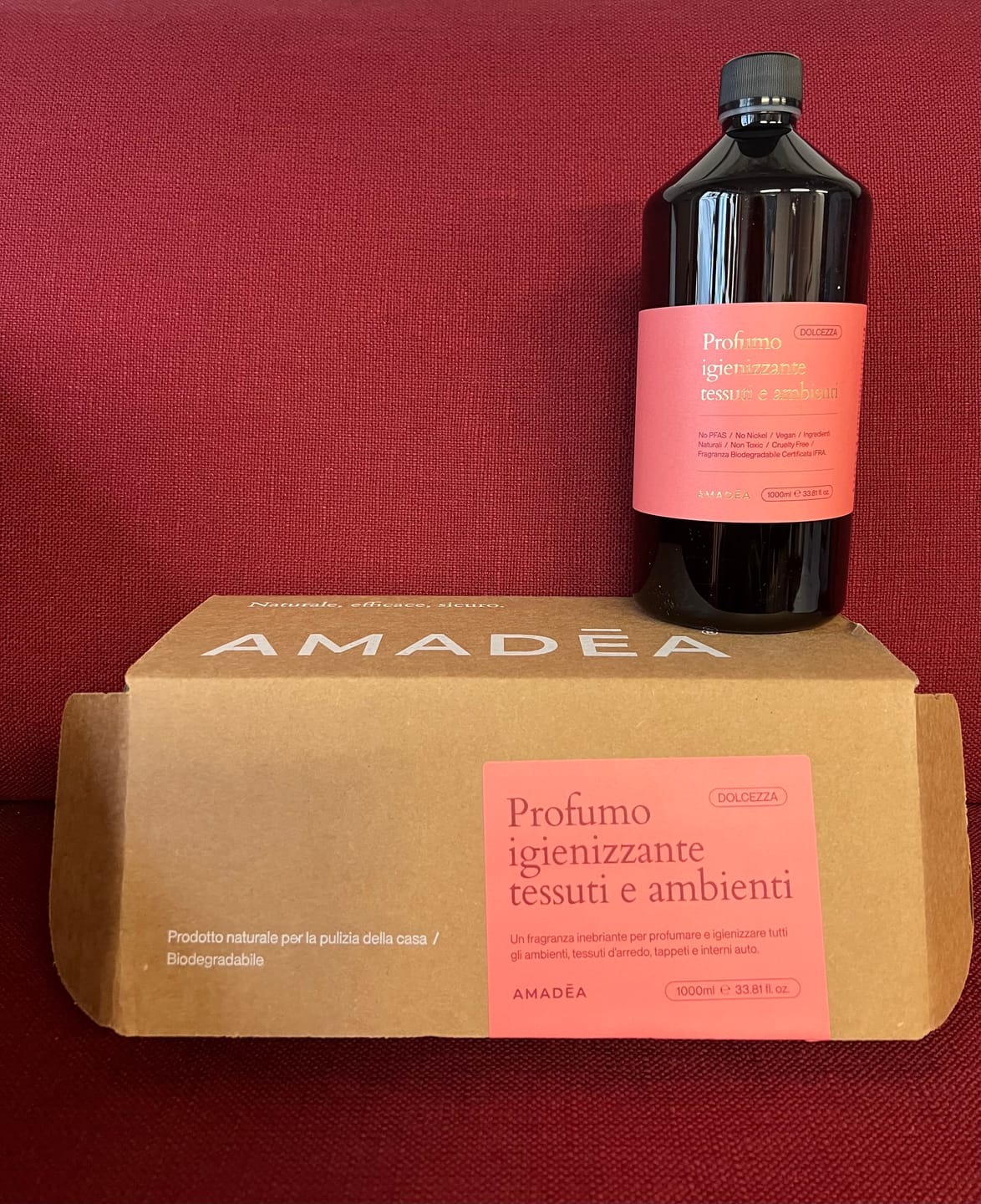 Customer photo review of Profumo "Dolcezza" igienizzante tessuti e ambienti - Ricarica da 1L