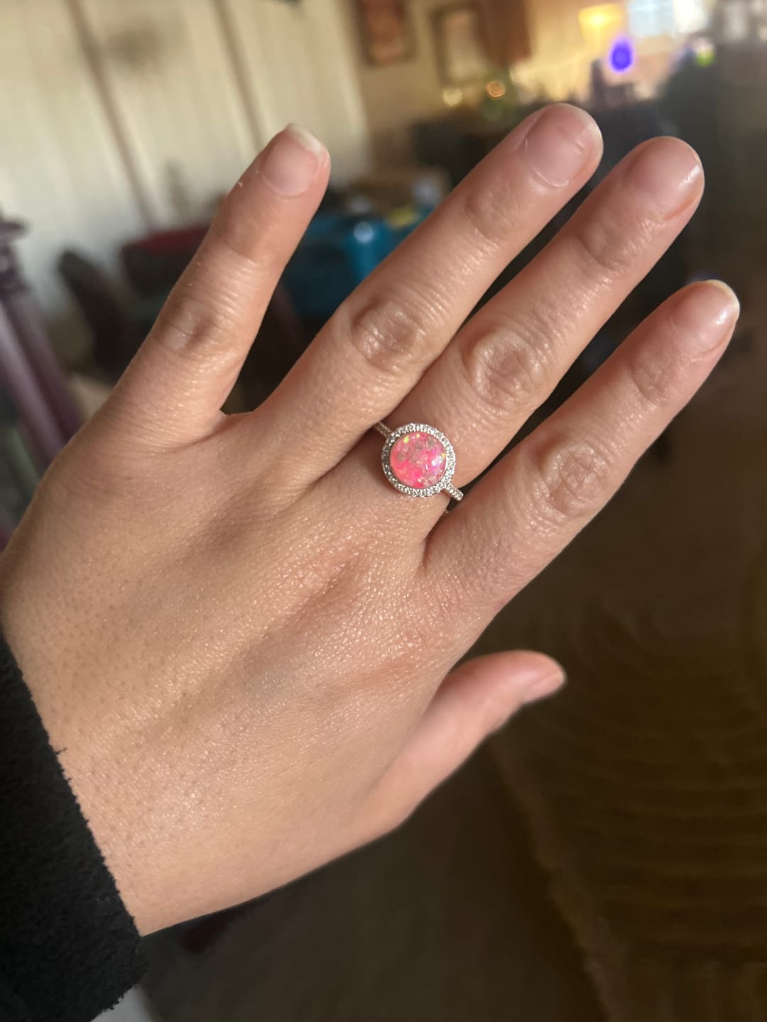 Customer photo review of Bedazzled Circle Opal Cremation Ring
