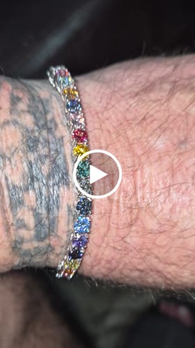 Customer video review of Multicolor Moissanite Silver Tennis Chain Bracelet