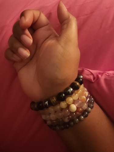 Customer photo review of The Protection Bracelet  (Hematite, Onyx, Tiger's Eye)- 10mm beads (Larger Fit)