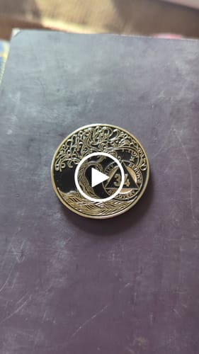 Customer video review of 34 Year Sobriety Mint Twisted Tree of Life Gold Plated AA Recovery Medallion - Thirty-Four Year Chip/Coin - Black