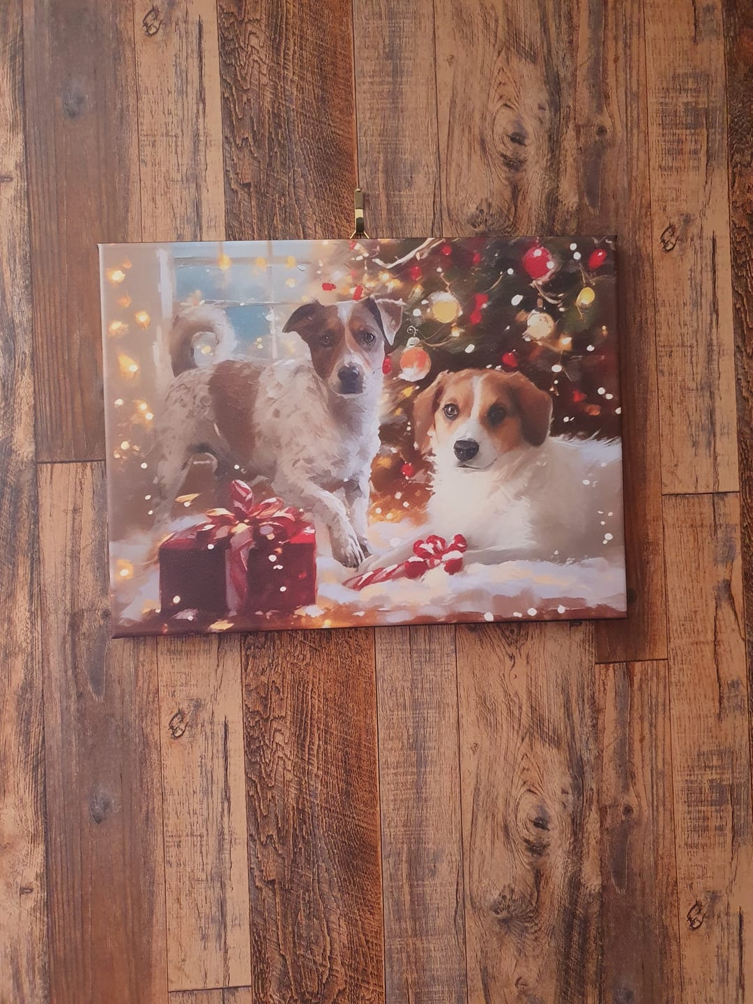 Customer photo review of Christmas-themed Custom Pet Portrait