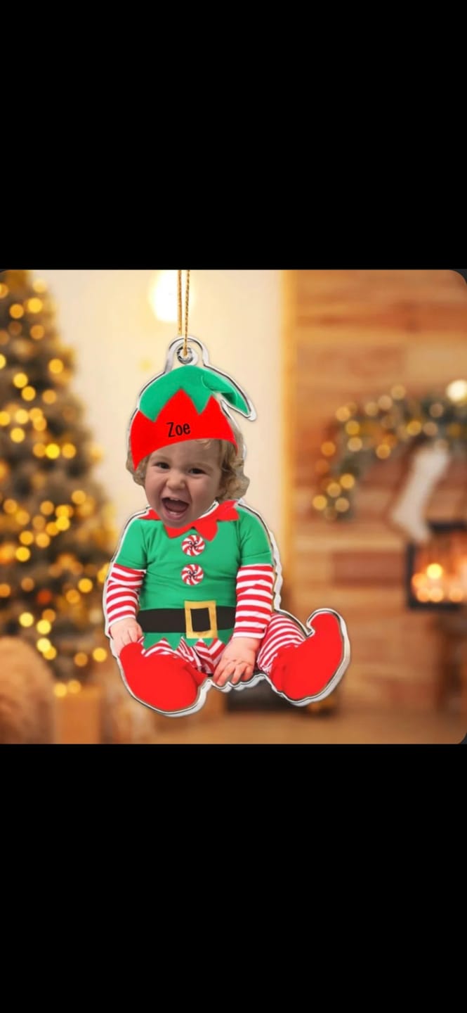 Customer photo review of Adorable Newborn Baby Elf - Personalized Babys Photo Christmas Ornament
