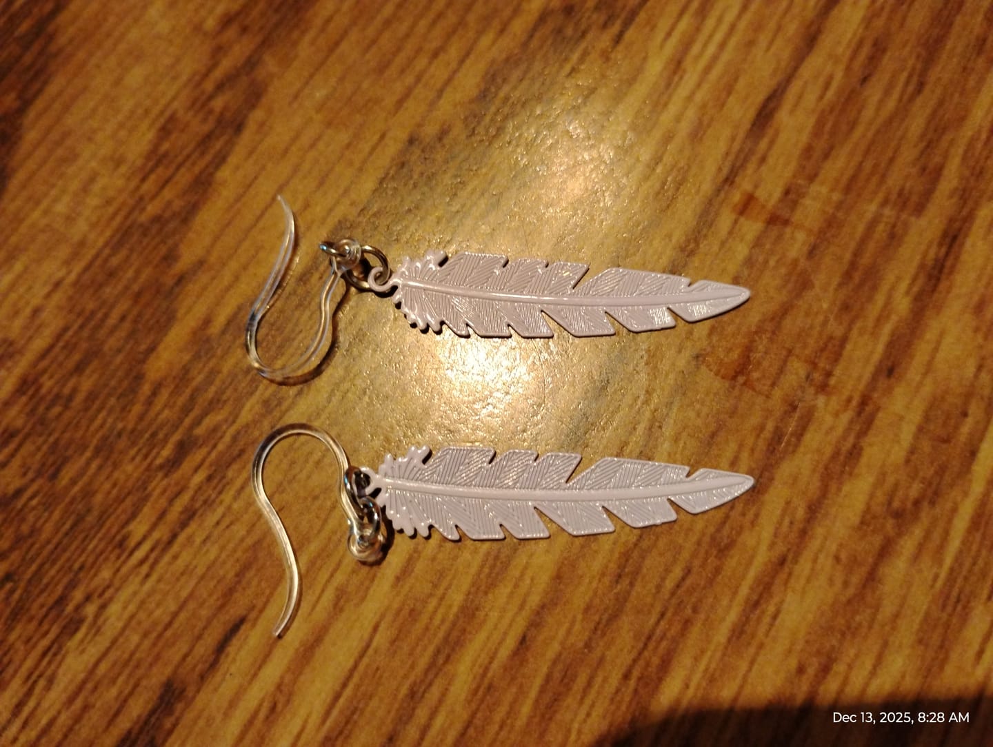 Customer photo review of Dainty Feather Dangles Hypoallergenic Earrings for Sensitive Ears Made with Plastic Posts