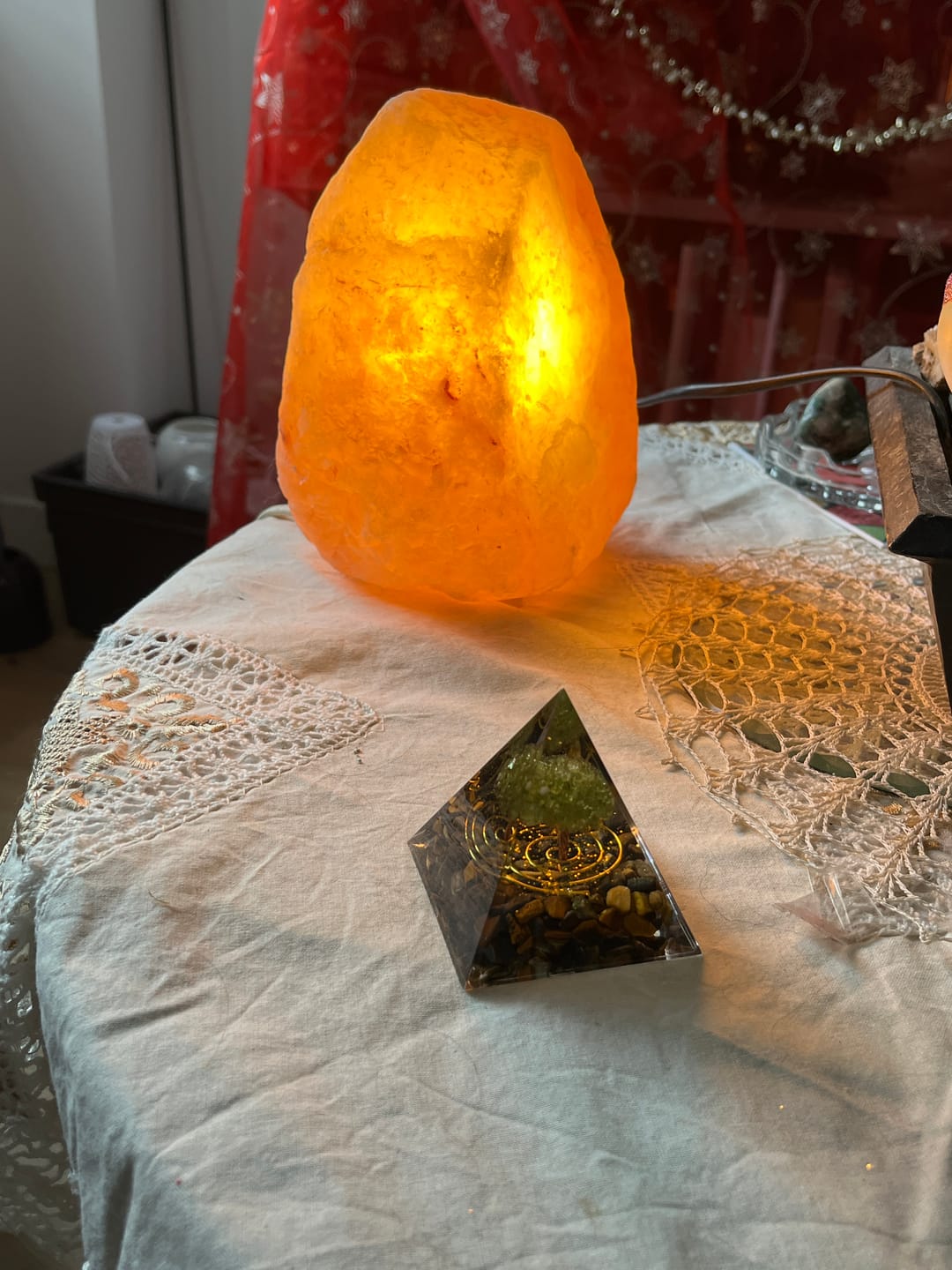Customer photo review of Orgonite "Surya - Arbre du Bonheur" en Oeil de Tigre & Péridot