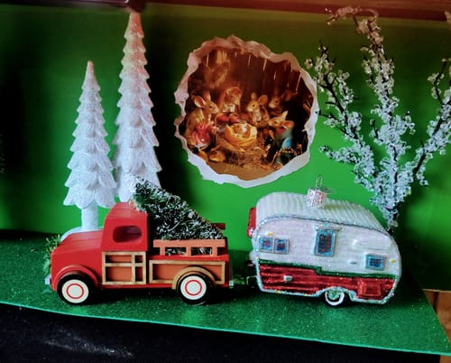 Customer photo review of Christmas Nativity Mouse Hole Decal