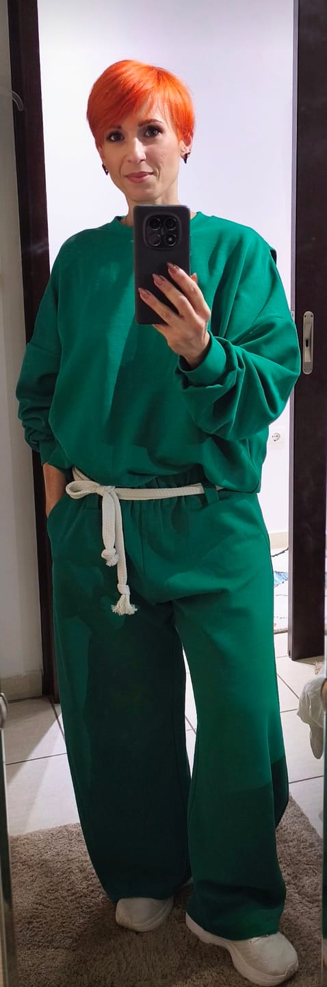 Customer photo review of Green Oversized Sweat Set with Open Back