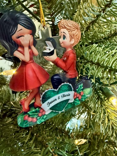 Customer photo review of Marriage Proposal "She Said Yes!" - Personalized Acrylic Ornament, Just Engaged Gifts for Couples