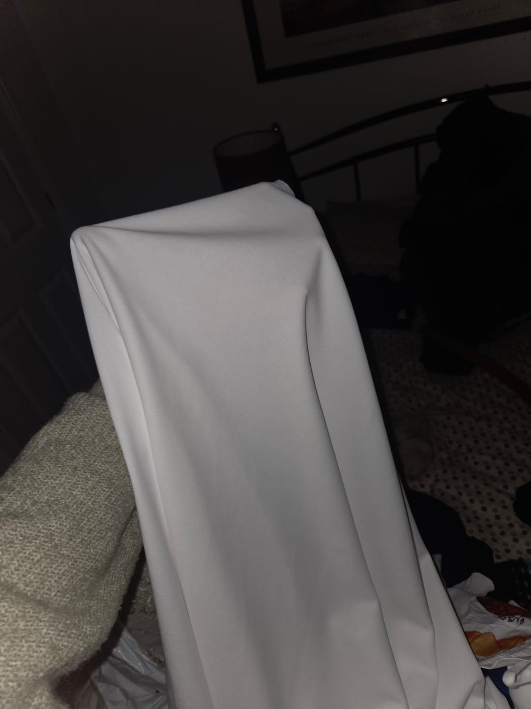 Customer photo review of Plain Ivory Scuba Crepe Stretch Fabric 4 Way Stretch