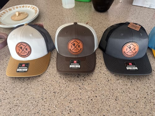 Customer photo review of Richardson 112 Genuine Leather Patch Hats Laser Engraved