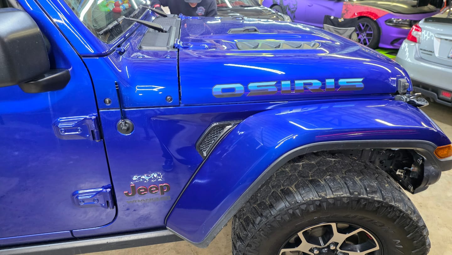 Customer photo review of Custom Hood Lettering | Inspired by J6 Honcho Edition (Four-Blue Stripe Series), Set of 2
