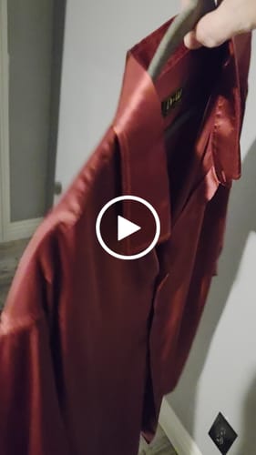 Customer video review of Barry. Wang Burgundy Satin Mens Dress Shirts Long Sleeve Solid Formal Shirts