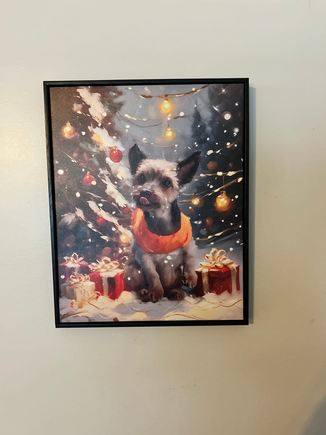 Customer photo review of Christmas-themed Custom Pet Portrait