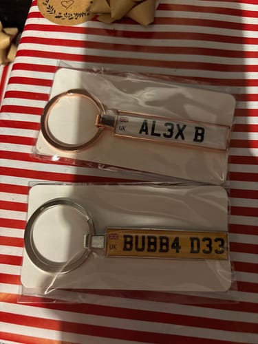 Customer photo review of Personalised Metal Number Plate Keyring