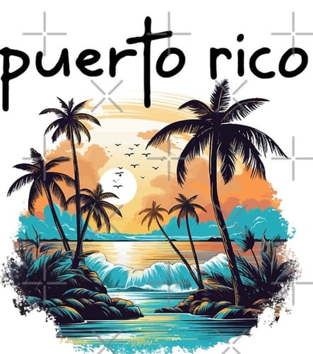 Customer's vibrant DTF transfer of a detailed Puerto Rico beach scene, showing print quality.