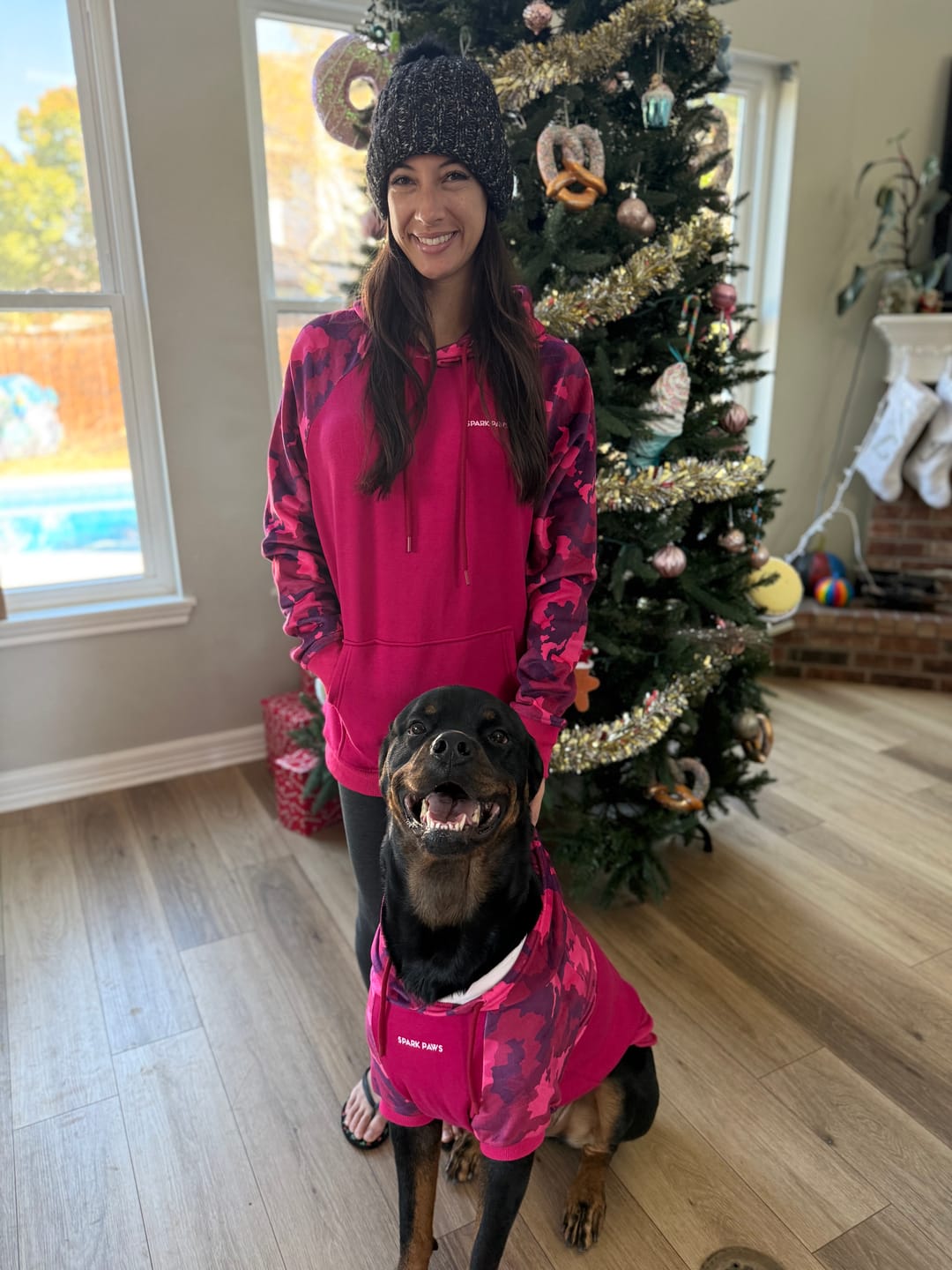 Customer photo review of Fuchsia Camo Human Hoodie