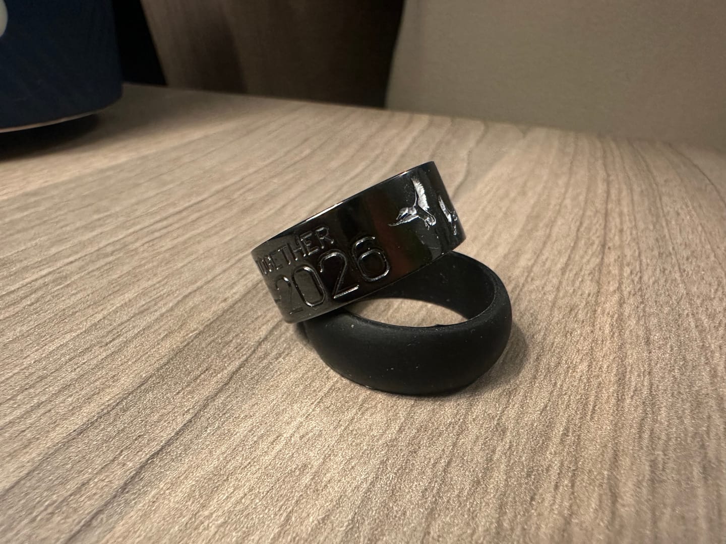 Customer photo review of Black Duck Band Ring with White Ducks