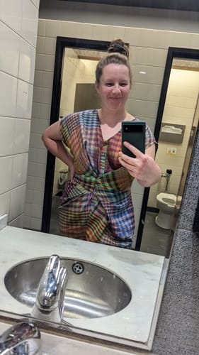 Customer photo review of VENUS WRAP JUMPER | POSTCARD CHEX
