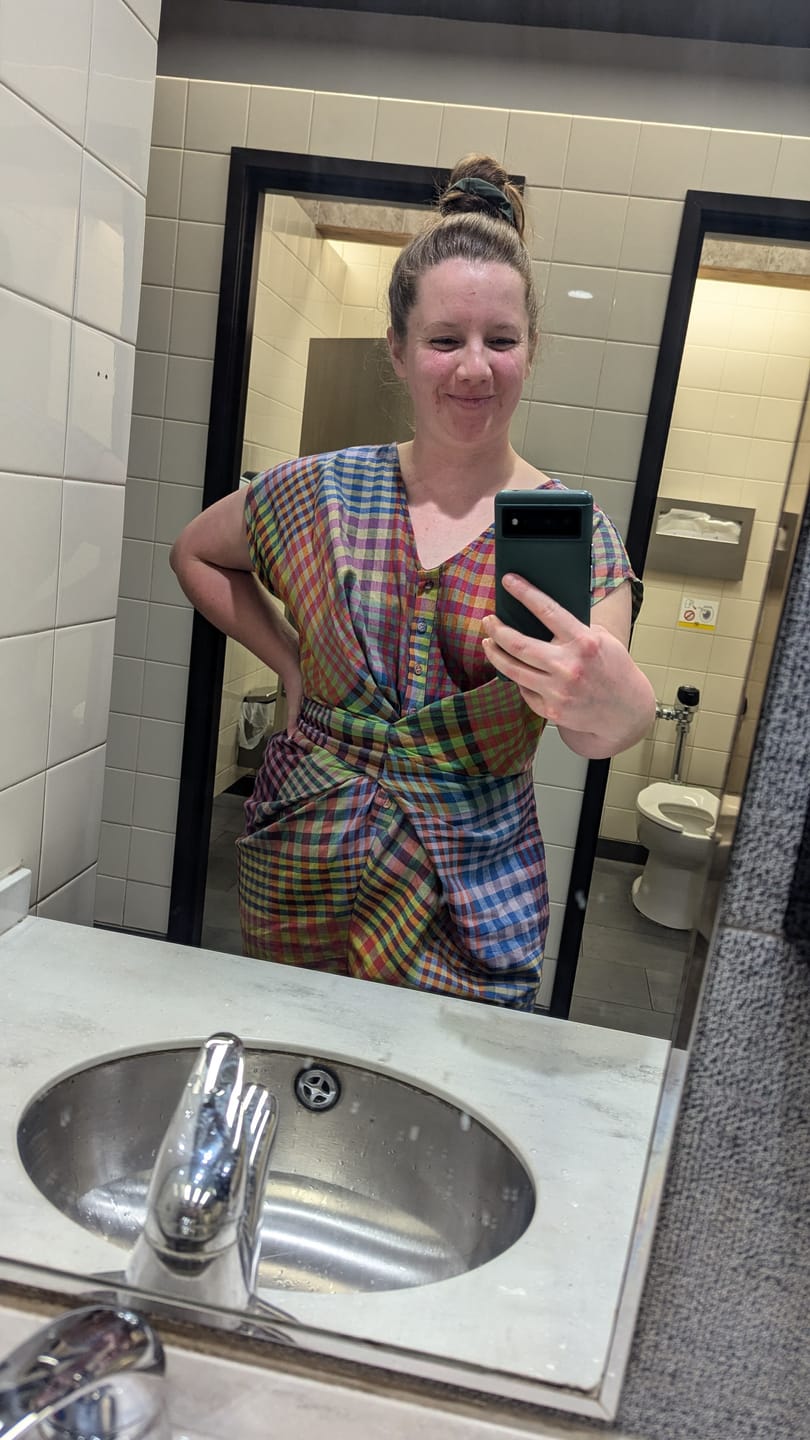 Customer photo review of VENUS WRAP JUMPER | POSTCARD CHEX