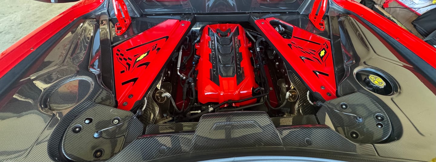 Customer photo review of Corvette C8 DRY CARBON FIBER Coupe Engine Bay Panel Cover (3-Pieces Version)
