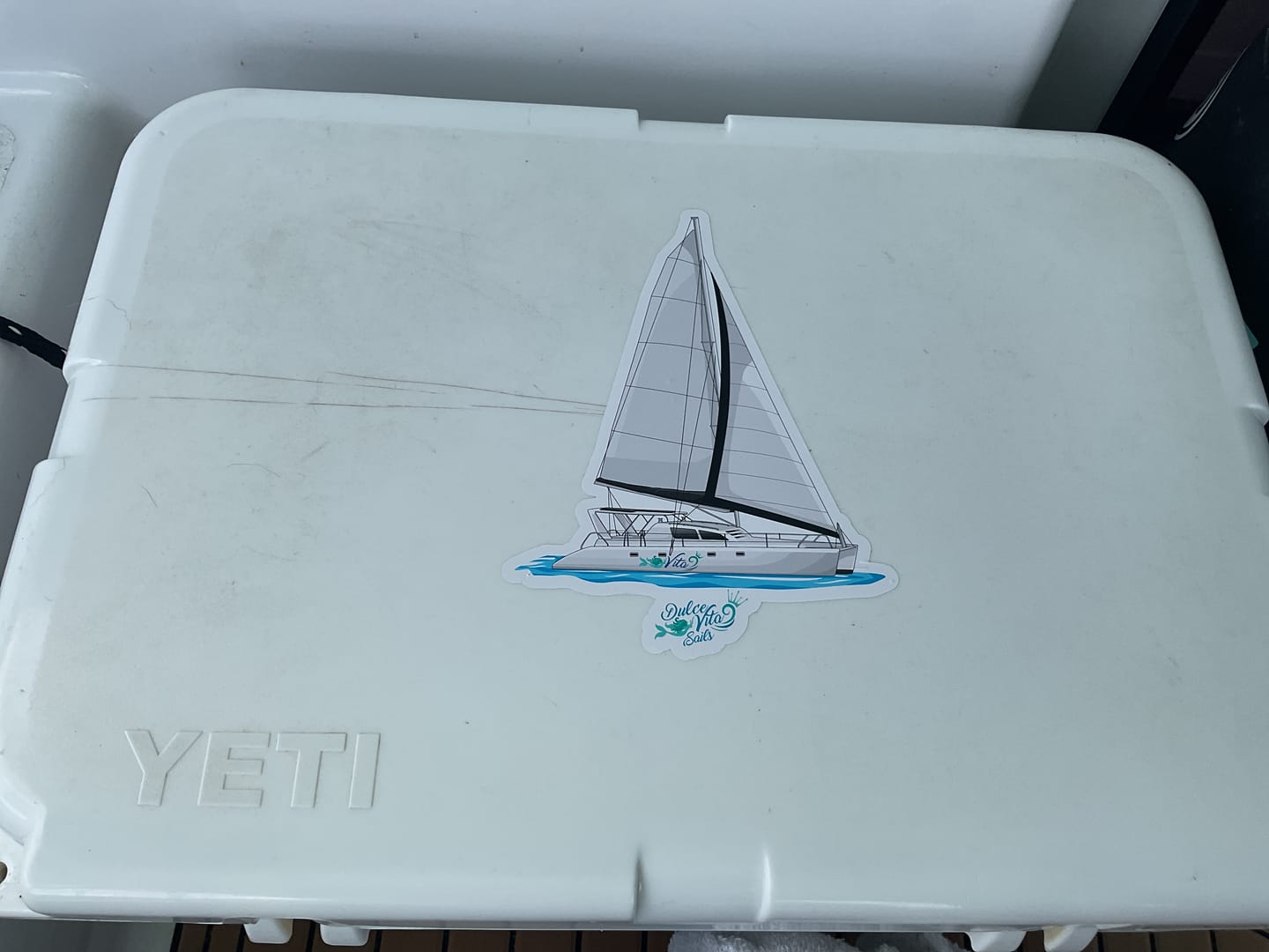 Customer photo review of Custom Kiss-Cut Boat Stickers
