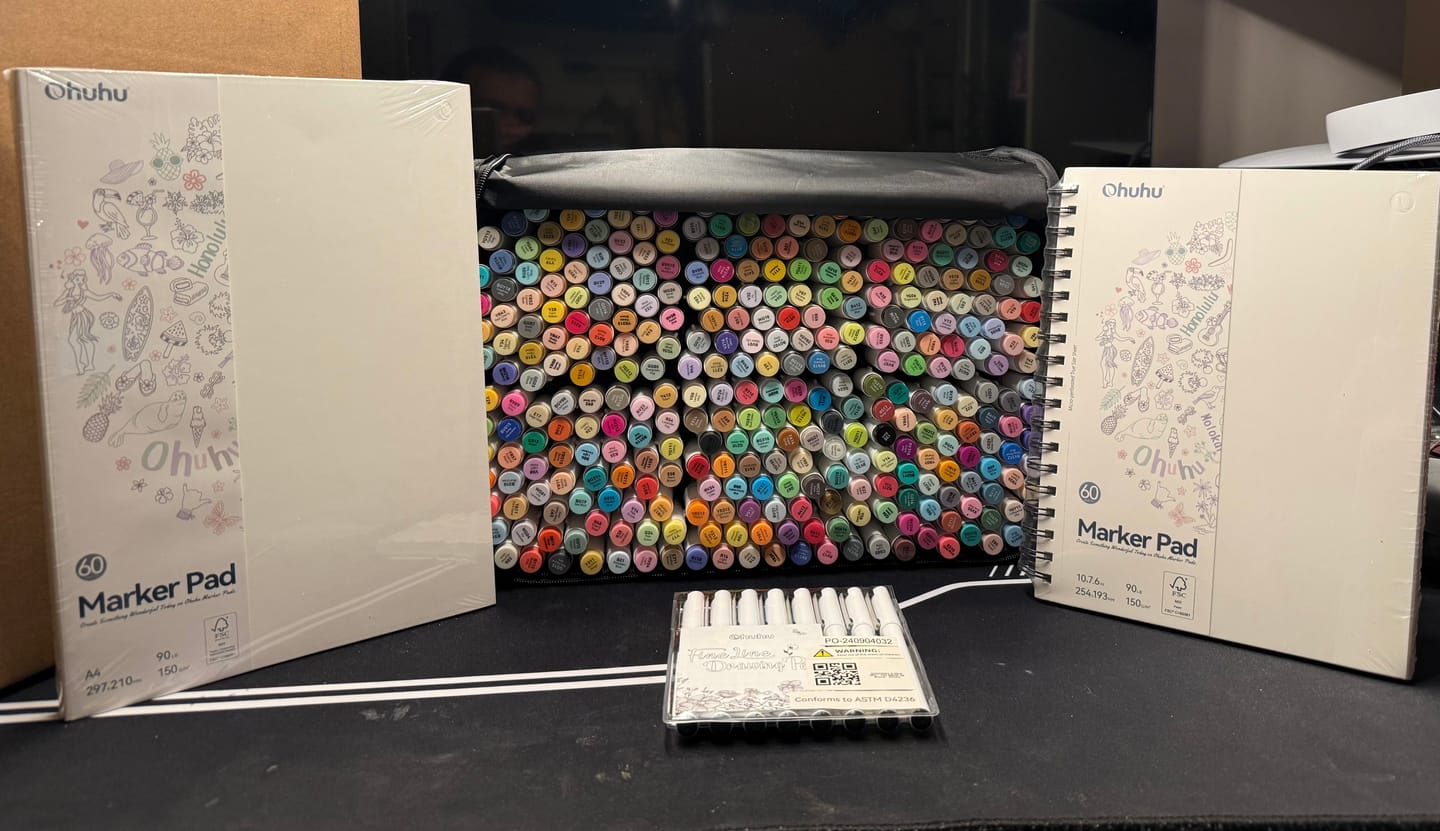 Customer photo review of Ohuhu Fineliner Drawing Pen, 8 Pack