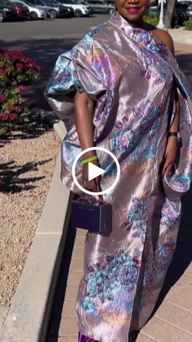 Customer video review of Abeni Off-Shoulder Brocade Boubou | Purple