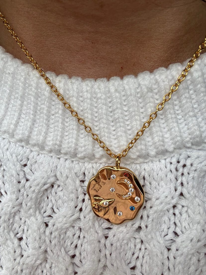 Customer photo review of Pre-order: To The Moon & Back Necklace - Gold