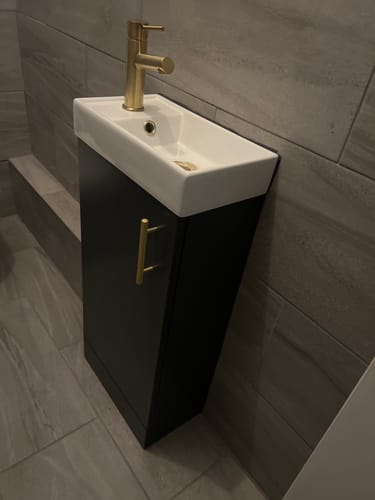Customer photo review of Nuie Vault Floor Standing Single Door Compact Vanity Unit with Ceramic Basin 400mm - Soft Black