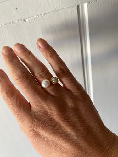 Customer photo review of DOUBLE PEARL RING - GOLD