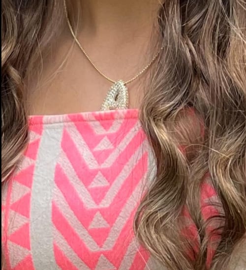 Customer photo review of Gold Bubble Initial Necklace with Sparkling Stone