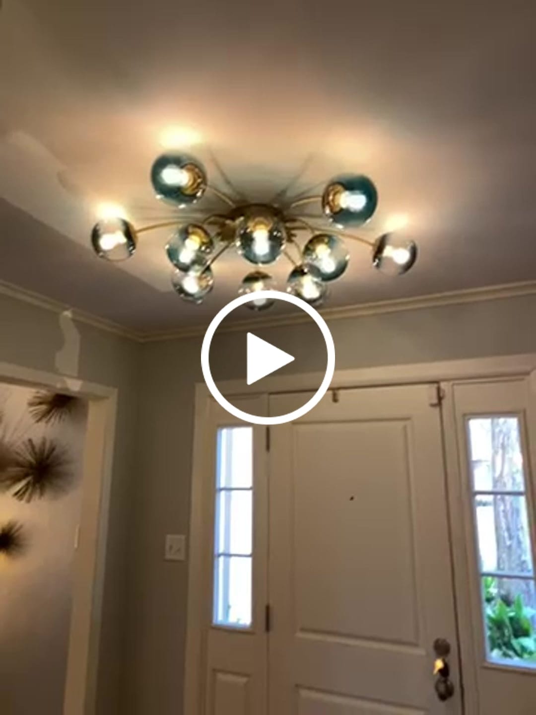 Customer video review of Glam Bloom 12-Light Blue Glass Bubble Semi Flush Chandelier
