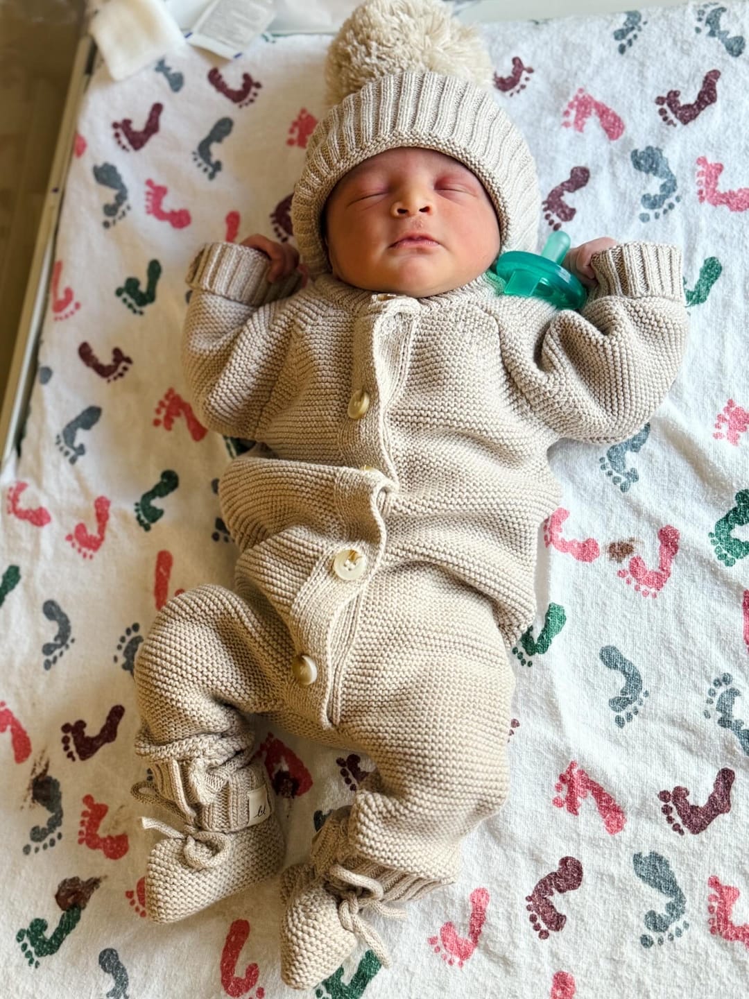 Customer photo review of Luna + Luca Classic Purl Knit Jumpsuit - Heather Beige