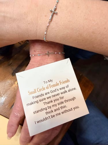 Customer photo review of My Small Circle Of Female Friends Cross Bracelet