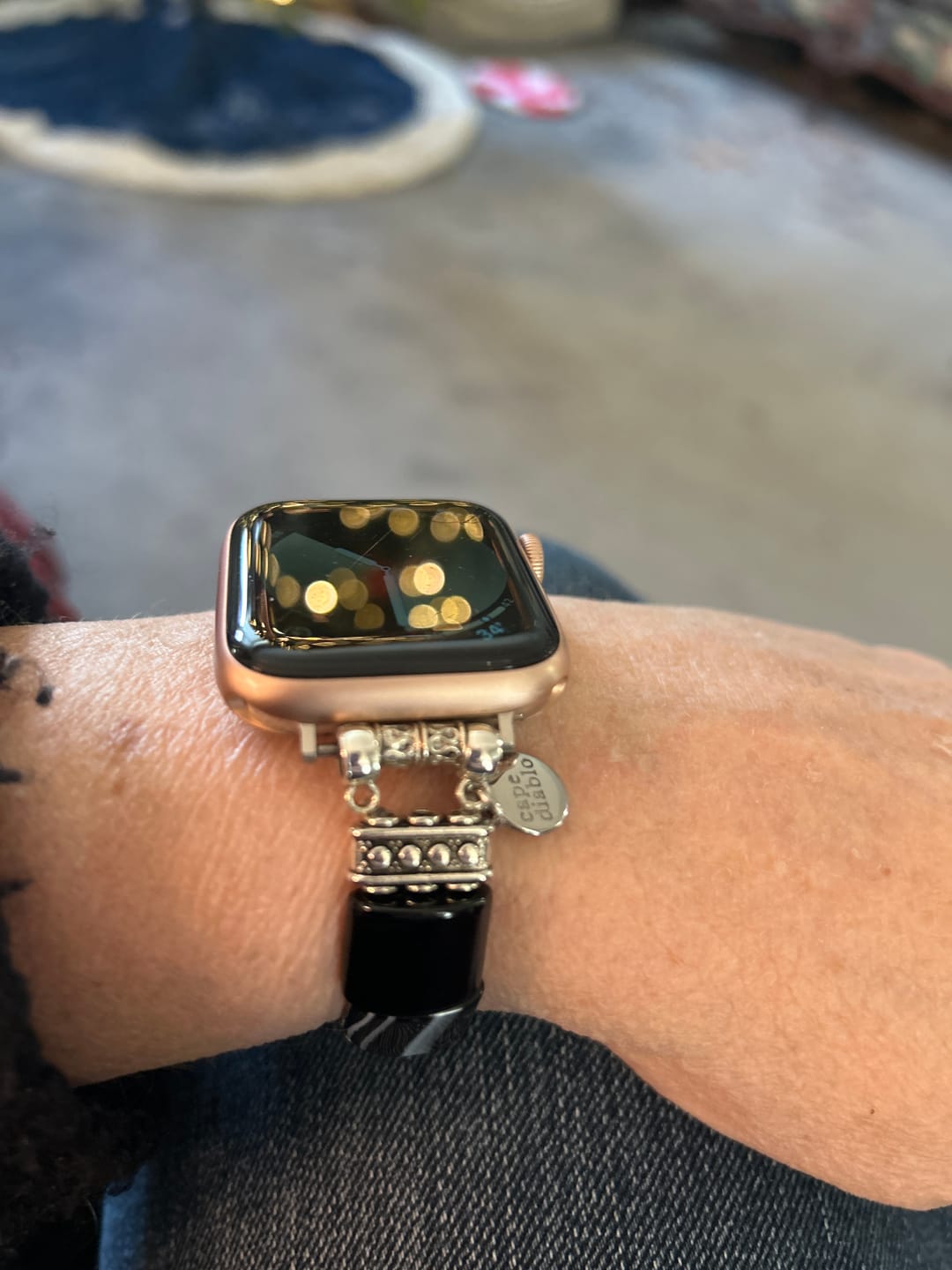 Customer photo review of Bohemian Noir Stretch Apple Watch Strap