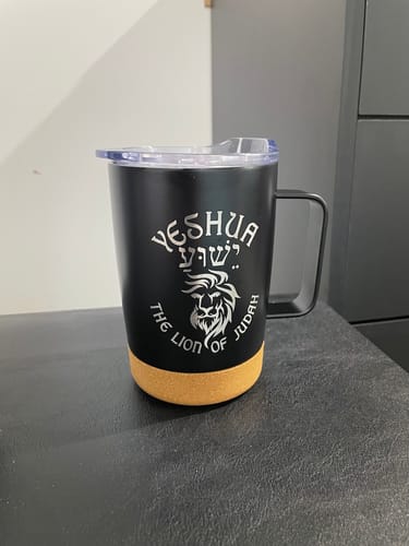 Customer photo review of Personalised Insulated & Cork Base Coffee Mug 350ml